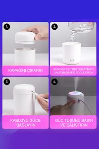 H2o Humidifier 300 ml Ulrasonik Hava Nemlendirici Buhar Makinesi Ve Aroma Difüzörü ürün fotoğrafı