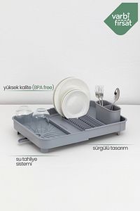 Açılır Kapanır Sürgülü Tabaklık Bulaşıklık Bulaşık Sepeti Bulaşık Kurutma / Açık Gri ürün fotoğrafı