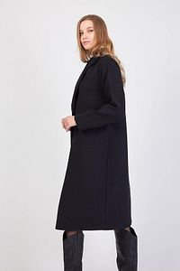 Kadın Siyah Uzun Astarlı Kaşe Kaban / Collection ürün fotoğrafı
