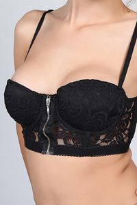 Push-up Dolgulu Dantelli Çapraz Askılı Fermuarlı Büstiyer ürün fotoğrafı