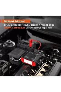 Jstar 5 24000mah 2000a Jump Starter Lastik Şişirme Pompası Taşınabilir Akü Takviye Cihazı Çanta Led ürün fotoğrafı