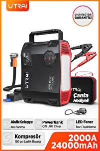 Jstar 5 24000mah 2000a Jump Starter Lastik Şişirme Pompası Taşınabilir Akü Takviye Cihazı Çanta Led ürün fotoğrafı