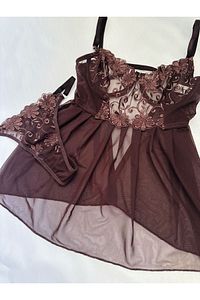 Brown Babydoll Set Gecelik Bralet Takım ürün fotoğrafı