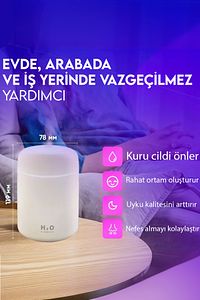 H2o Humidifier 300 ml Ulrasonik Hava Nemlendirici Buhar Makinesi Ve Aroma Difüzörü ürün fotoğrafı
