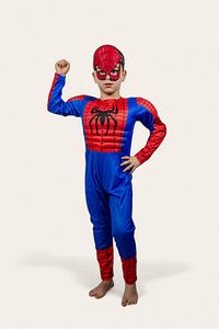Spiderman kostümü kaslı çocuk Örümcek adam Kaslı kostümü maskeli parti kıyafeti ürün fotoğrafı