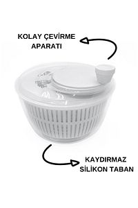 Salata Ve Sebze Kurutucu 5 Litre Beyaz Salata Kurutucu ürün fotoğrafı
