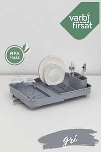 Açılır Kapanır Sürgülü Tabaklık Bulaşıklık Bulaşık Sepeti Bulaşık Kurutma / Açık Gri ürün fotoğrafı