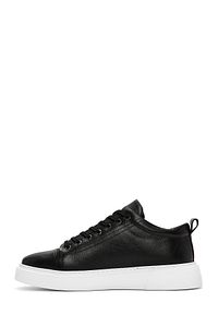 Erkek Siyah Bağcıklı Kalın Tabanlı Deri Sneaker 24sfd6821ft ürün fotoğrafı