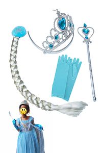 Frozen Elsa Örgü Saç Taç Asa Ve Eldiven Set Frozen Karlar Ülkesi Oyuncak ürün fotoğrafı