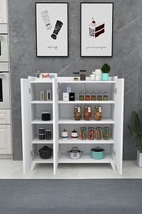 3 Kapaklı Çok Amaçlı Dolap Çok Amaçlı Mutfak Dolabı Banyo Dolabı Ayakkabılık Kumsal Beyaz ürün fotoğrafı