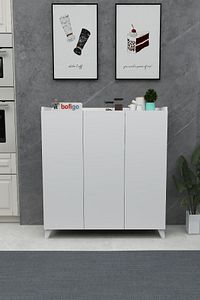 3 Kapaklı Çok Amaçlı Dolap Çok Amaçlı Mutfak Dolabı Banyo Dolabı Ayakkabılık Kumsal Beyaz ürün fotoğrafı