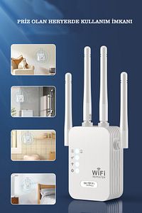 6 Antenli Wifi Repeater Sinyal Güçlendirici Access Point 300mbps Kablosuz Kolay Kurulum Repeater ürün fotoğrafı