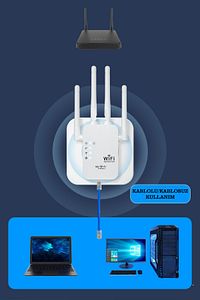 6 Antenli Wifi Repeater Sinyal Güçlendirici Access Point 300mbps Kablosuz Kolay Kurulum Repeater ürün fotoğrafı