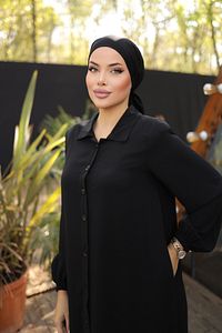 Ankanoor Siyah Tam Boy Düğmeli Ferace Anka255000 ürün fotoğrafı