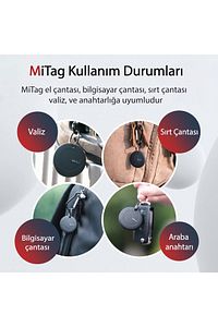 Mitag Airtag Apple Ile Uyumlu Apple Mfı Sertifikalı Akıllı Takip Cihazı Kılıfsız Siyah ürün fotoğrafı