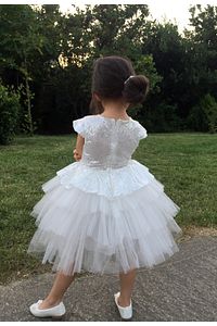 beyaz pullu,doğum günü,abiye,tütü kız çoçuk elbisesi ürün fotoğrafı