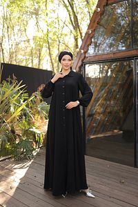 Ankanoor Siyah Tam Boy Düğmeli Ferace Anka255000 ürün fotoğrafı