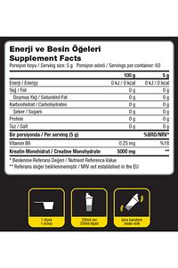Creatine Monohydrate - 300 G - Aromasız - 60 Servis - %100 Saf Mikronize Kreatin Monohidrat ürün fotoğrafı