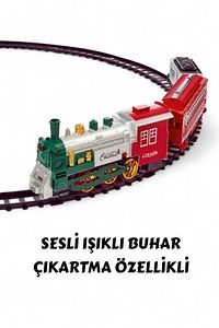 Buharlı Sesli Ve Işıklı Yılbaşı Noel Tren Seti 330 Cm 23 Parça - Dumanlı Yılbaşı Sesli Işıklı Tren ürün fotoğrafı