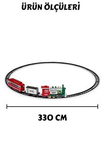 Buharlı Sesli Ve Işıklı Yılbaşı Noel Tren Seti 330 Cm 23 Parça - Dumanlı Yılbaşı Sesli Işıklı Tren ürün fotoğrafı