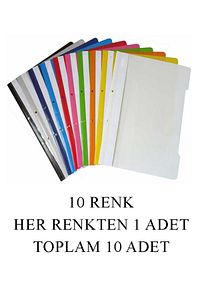 Mavi Büro Klasörü Telli Dosya ve Poşet Dosya Seti 2 Adet Büro Klasörü 10 Renk Telli Dosya 100 Adet P ürün fotoğrafı