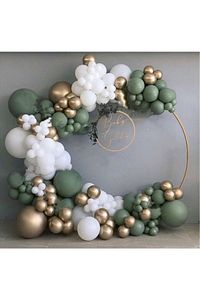 50 Adet Krom Gold Küf Yeşili Ve Pastel Beyaz Balon Zinciri ürün fotoğrafı