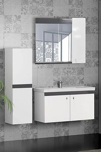 New Bahar 80 Cm Lavabolu Banyo Dolabı Seti,boy Dolap Hediyeli ürün fotoğrafı