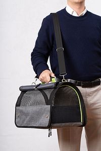 Flybag Plastik Yırtılmaz Fileli Kedi Ve Köpek Taşıma Çantası Seyahat Çantası Gri 45*25*26cm ürün fotoğrafı