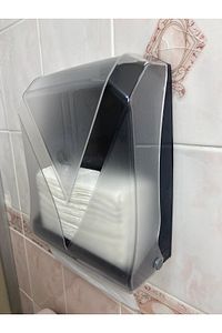 Z katlama kağıt havlu dispanseri 300 lu siyah şeffaf ürün fotoğrafı