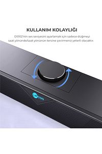 Ds102 Kablolu Usb/aux 6w Soundbar Taşınabilir Stereo Hoparlör Siyah ürün fotoğrafı