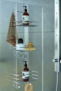 Banyo Düzenleyici Şampuanlık Üç Katlı Duşakabin Rafı Krom Lm066 ürün fotoğrafı