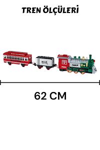 Buharlı Sesli Ve Işıklı Yılbaşı Noel Tren Seti 330 Cm 23 Parça - Dumanlı Yılbaşı Sesli Işıklı Tren ürün fotoğrafı