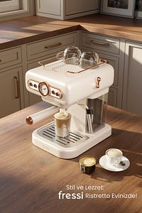 Espresso Latte Cappuccino Kahve Makinesi Süt Köpürtücülü 20bar Basınçlı 1,2lt Em-01 Ristretto ürün fotoğrafı