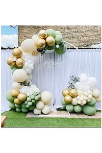 50 Adet Krom Gold Küf Yeşili Ve Pastel Beyaz Balon Zinciri ürün fotoğrafı