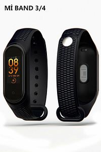 Xiaomi Mi Band 3/4 Uyumlu Desenli Kordon Siyah ürün fotoğrafı