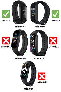Xiaomi Mi Band 3/4 Uyumlu Desenli Kordon Siyah ürün fotoğrafı