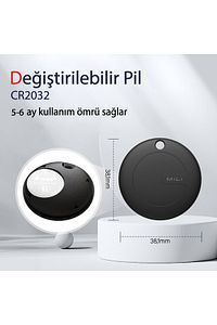 Mitag Airtag Apple Ile Uyumlu Apple Mfı Sertifikalı Akıllı Takip Cihazı Kılıfsız Siyah ürün fotoğrafı