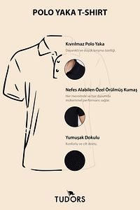 Erkek Slim Fit Dar Kesim Pamuklu Yumuşak Doku Nefes Alan Kumaş Kıvrılmaz Yaka Siyah Polo Yaka Tişört ürün fotoğrafı