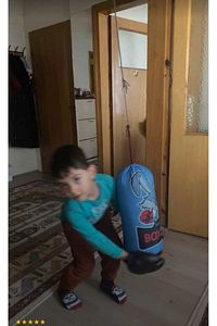 Boks Torbası Çocuklar İçin Eldiven İçi Dolu Mavi Tavşan ürün fotoğrafı