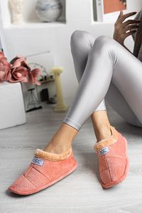 Unisex Peluş Içi Yünlü Kışlık Panduf Ev Pandufu Pudra ürün fotoğrafı
