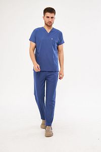 Fırtına Mavi Likralı Unisex Yarasa Kol Hemşire Ve Doktor Forması Takımı Scrubs Hastane Üniforması ürün fotoğrafı