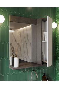 Gümüş 65 Cm Lavabolu Banyo Dolabı Retro Gümüş-beyaz Seramik Lavabo Dahil ürün fotoğrafı