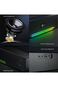 Ds109 Bluetooth/aux/tf Kart/usb 10w Soundbar Taşınabilir Stereo Hoparlör Siyah ürün fotoğrafı