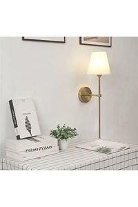 Modern Tasarım 1 Adet Duvar Ledli Pilli Aplik Tak Çalıştır Eskitme Gold Krem Abajur Gün Işığı Pilli ürün fotoğrafı