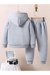 Gri Kapşonlu Çocuk  Baskılı Eşofman Takımı Unisex ürün fotoğrafı