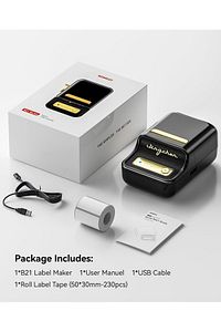 B21 Etiket Makinesi Siyah, Kablosuz Taşınabilir Bluetooth - Usb Şarjlı, Termal ürün fotoğrafı