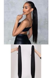 Düz Siyah Tokalı At Kuyruğu Postiş 65 Cm 220 Gram ürün fotoğrafı