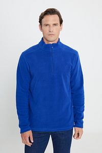 Erkek Saks Mavi Anti-pilling Tüylenme Yapmayan Isı Koruyan Standart Fit Dik Yaka Polar Sweatshirt ürün fotoğrafı