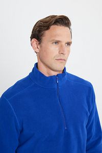 Erkek Saks Mavi Anti-pilling Tüylenme Yapmayan Isı Koruyan Standart Fit Dik Yaka Polar Sweatshirt ürün fotoğrafı