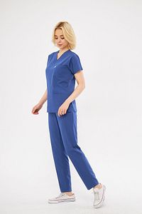 Fırtına Mavi Likralı Unisex Yarasa Kol Hemşire Ve Doktor Forması Takımı Scrubs Hastane Üniforması ürün fotoğrafı